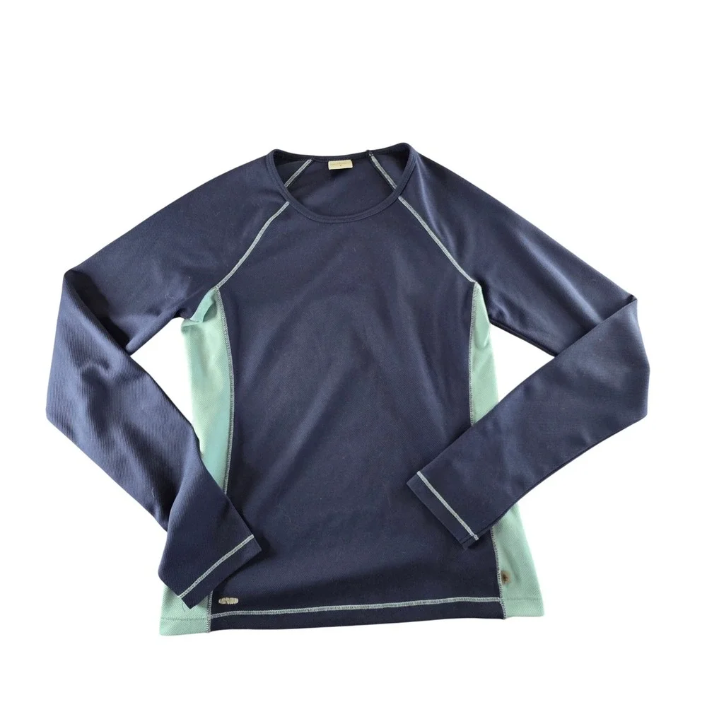 Vintage Alo Yoga Y2K CoolFit Long Sleeve Performance Top Navy Mint Small